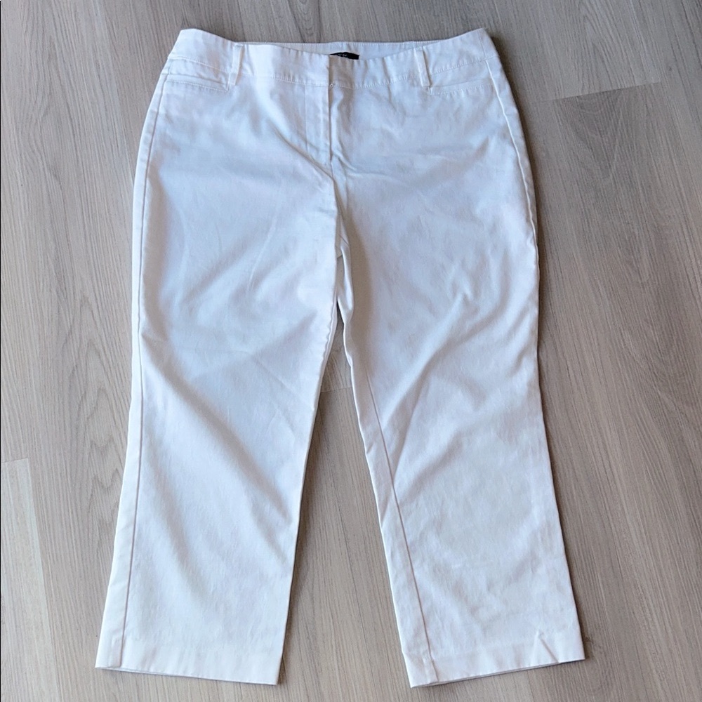 Capri Ankle Pants White 12 Cotton Blend Classic Casual Career Summer Crop